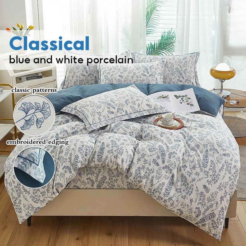 Washed Cotton Fitted Bedsheet Set 4-Piece — image 5