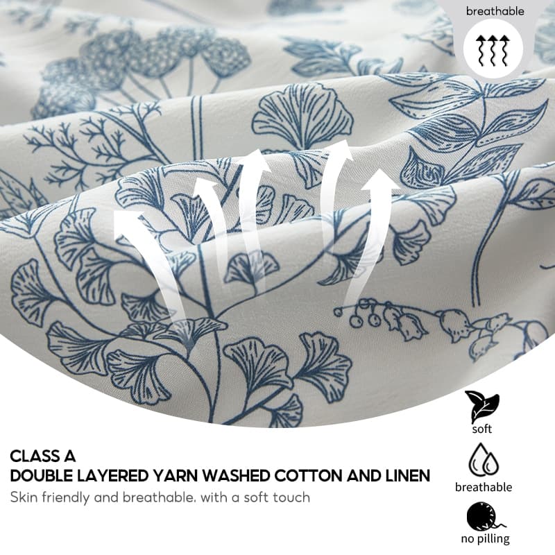 Washed Cotton Fitted Bedsheet Set 4-Piece — image 9