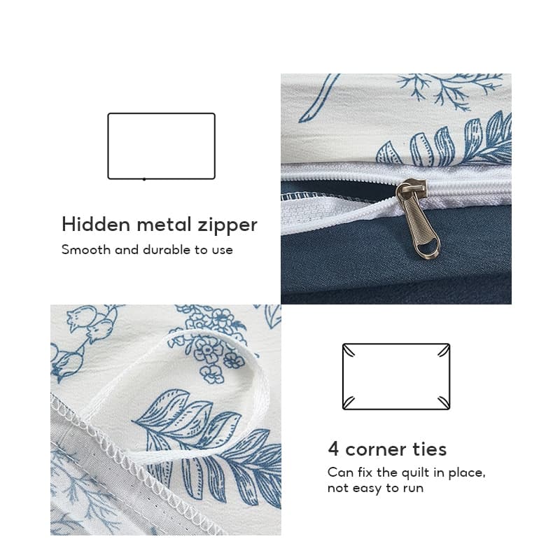 Washed Cotton Fitted Bedsheet Set 4-Piece — image 6