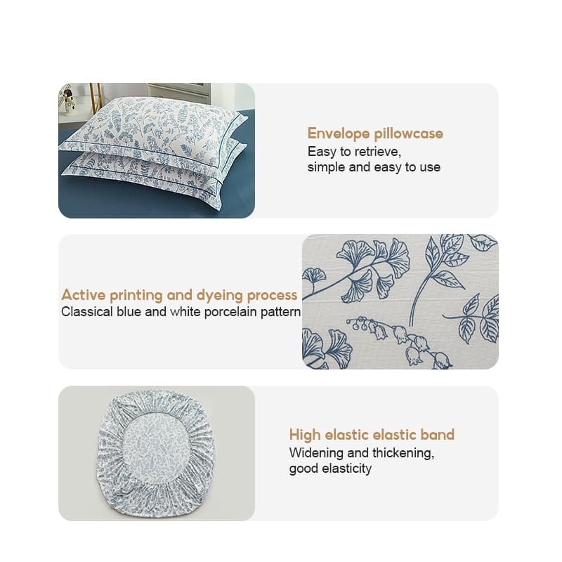 Washed Cotton Fitted Bedsheet Set 4-Piece — image 7