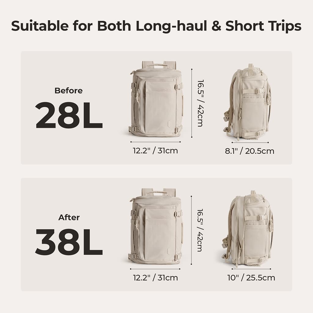 BAGSMART Expandable Travel Backpack 28-38L Waterproof — image 4