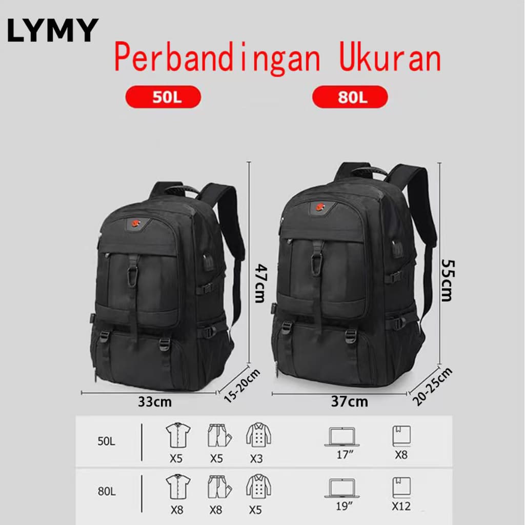 LYMY Waterproof Travel Backpack 50L/80L — image 4