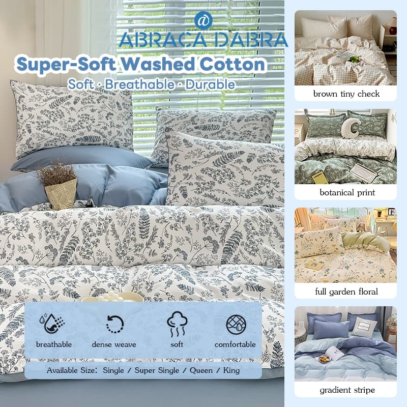 Washed Cotton Fitted Bedsheet Set 4-Piece — image 4