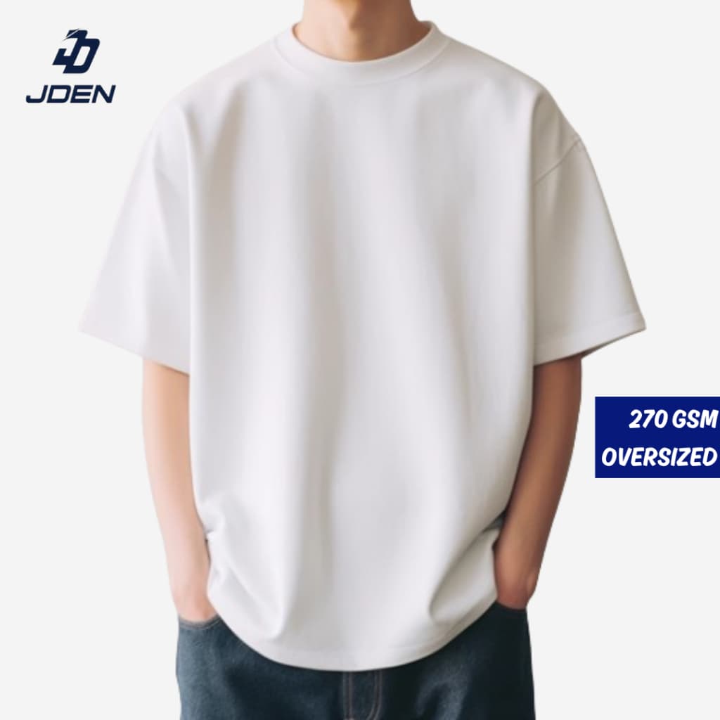 JDEN Oversized T-shirt 270gsm (Unisex) - 100% Cotton Tshirt Lelaki Perempuan 40-120KG Plus Size - Baju Lelaki/Perempuan — image 2