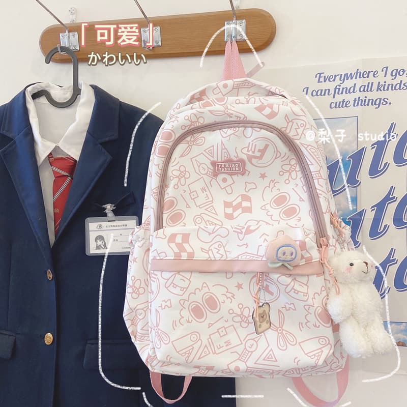 Women's Cartoon Graffiti School Backpack — image 4
