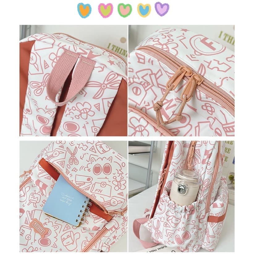 Women's Cartoon Graffiti School Backpack — image 2