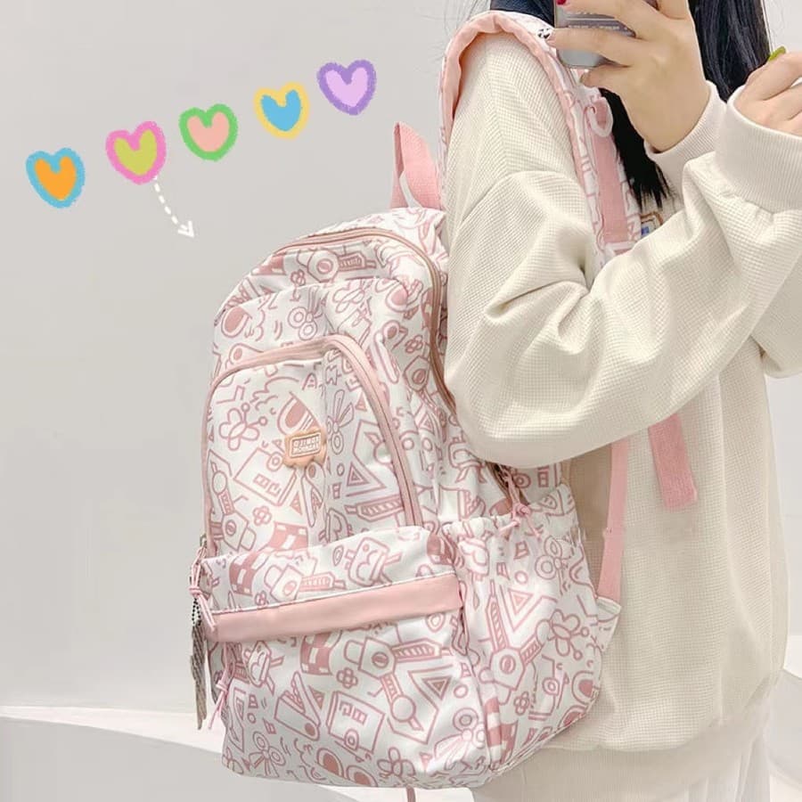 Women's Cartoon Graffiti School Backpack — image 1