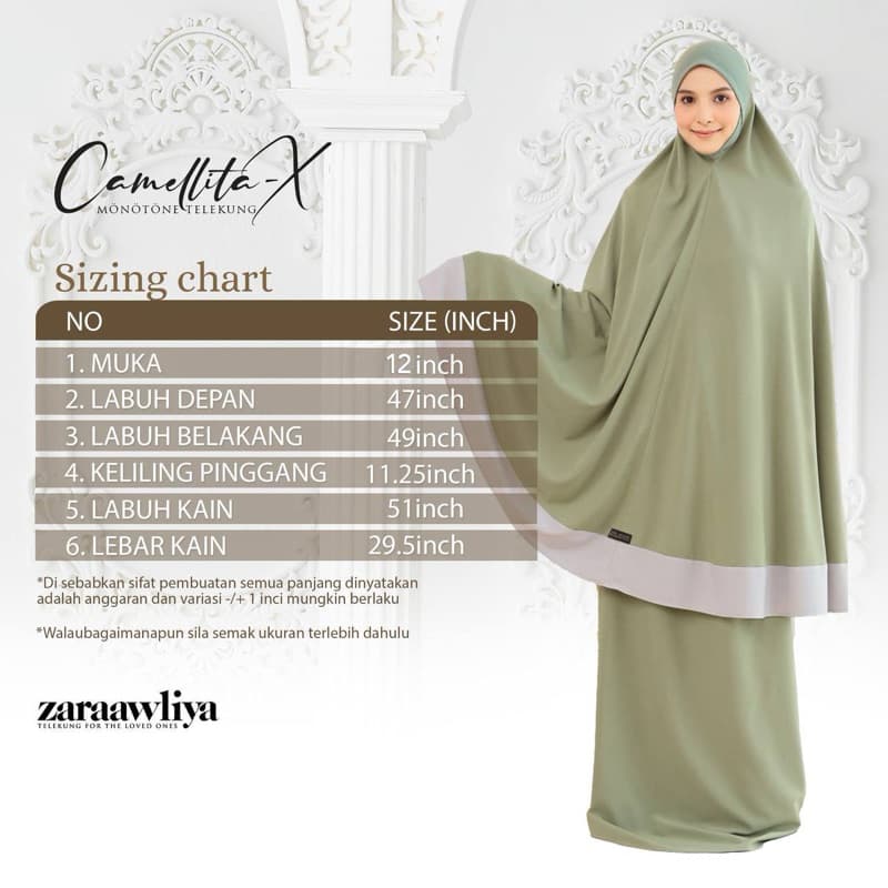 Camellita-X Monotone Telekung with Travel Bag — image 8