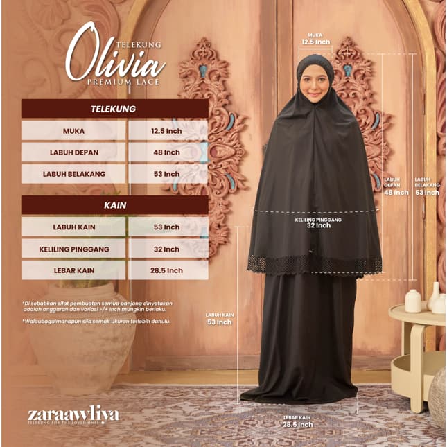 Telekung Olivia Premium Lace Cotton — image 9