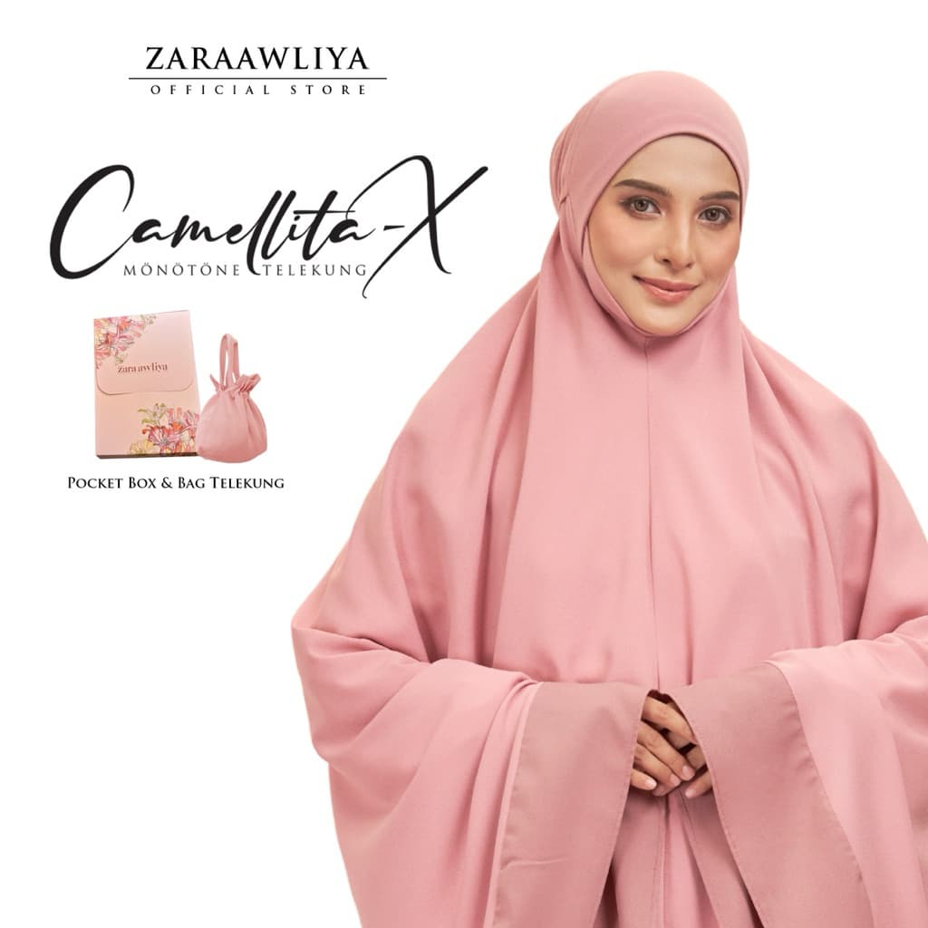 Camellita-X Monotone Telekung with Travel Bag