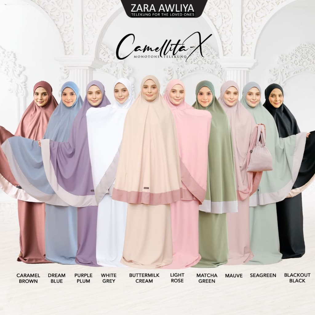 Camellita-X Monotone Telekung with Travel Bag — image 6