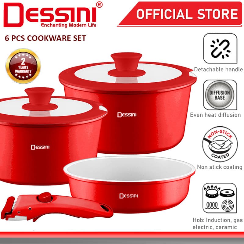 Dessini 6-Piece Non-Stick Cookware Set Red — image 1