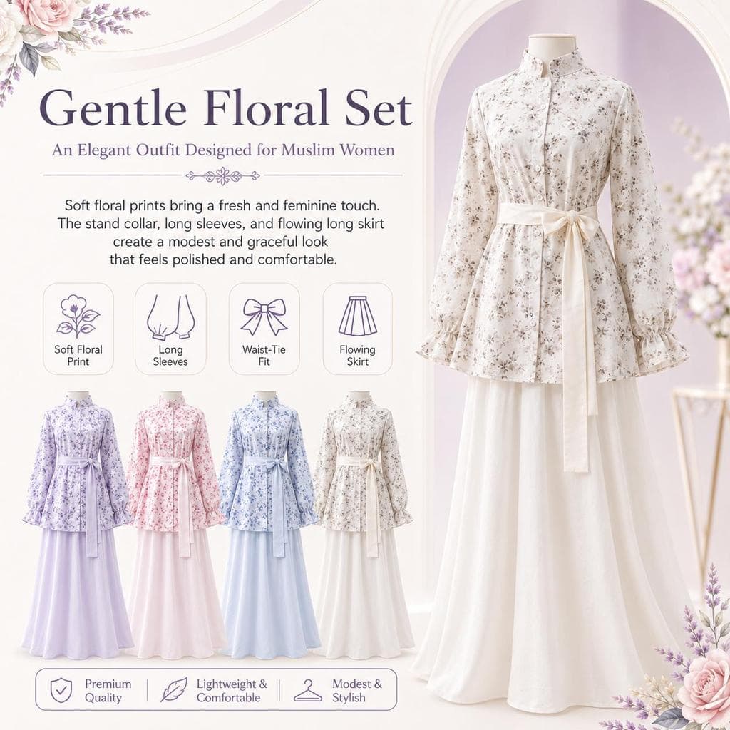 Women's Modest Floral Maxi Dress Long Sleeve — image 1