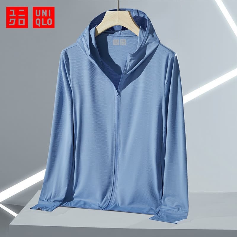 Uniqlo Men Jacket Airism UV Protection Windbreaker Mesh Long Sleeve Full Zip Hoodie — image 1