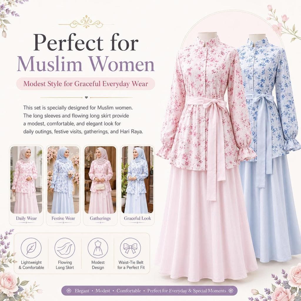 Women's Modest Floral Maxi Dress Long Sleeve — image 3