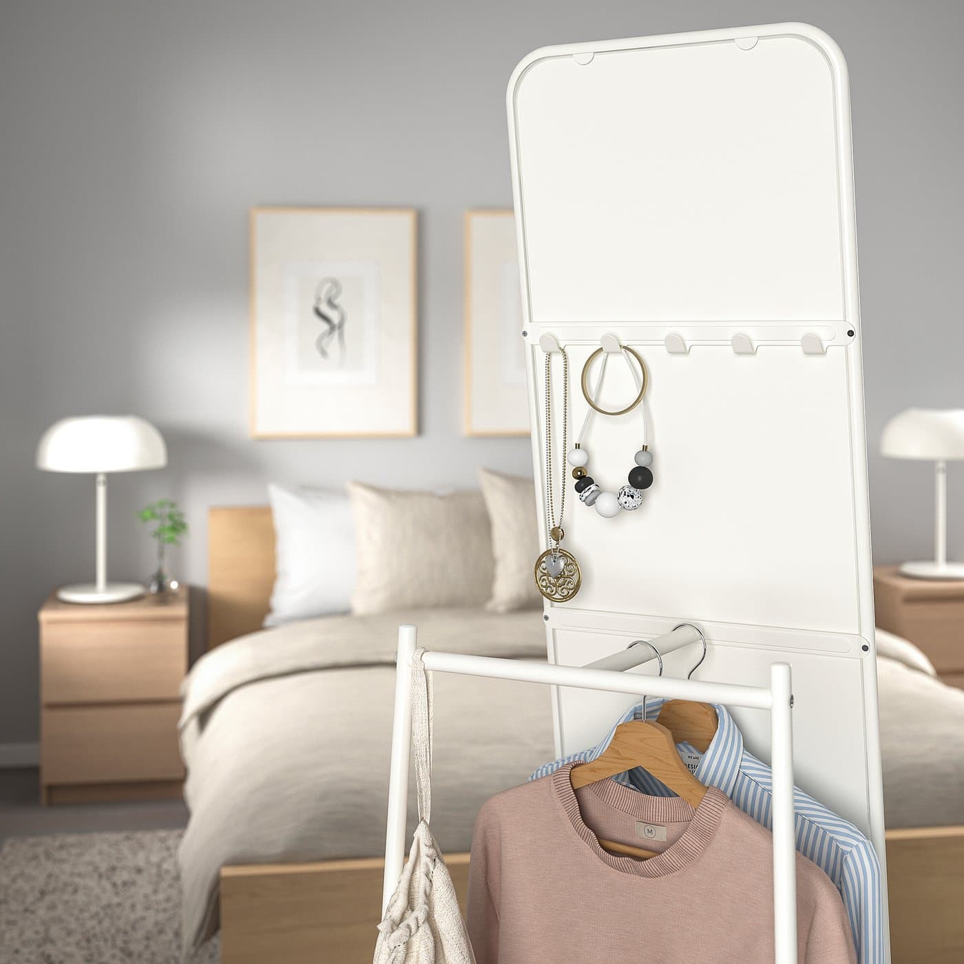 KNAPPER Standing mirror - white 48x160 cm — image 3