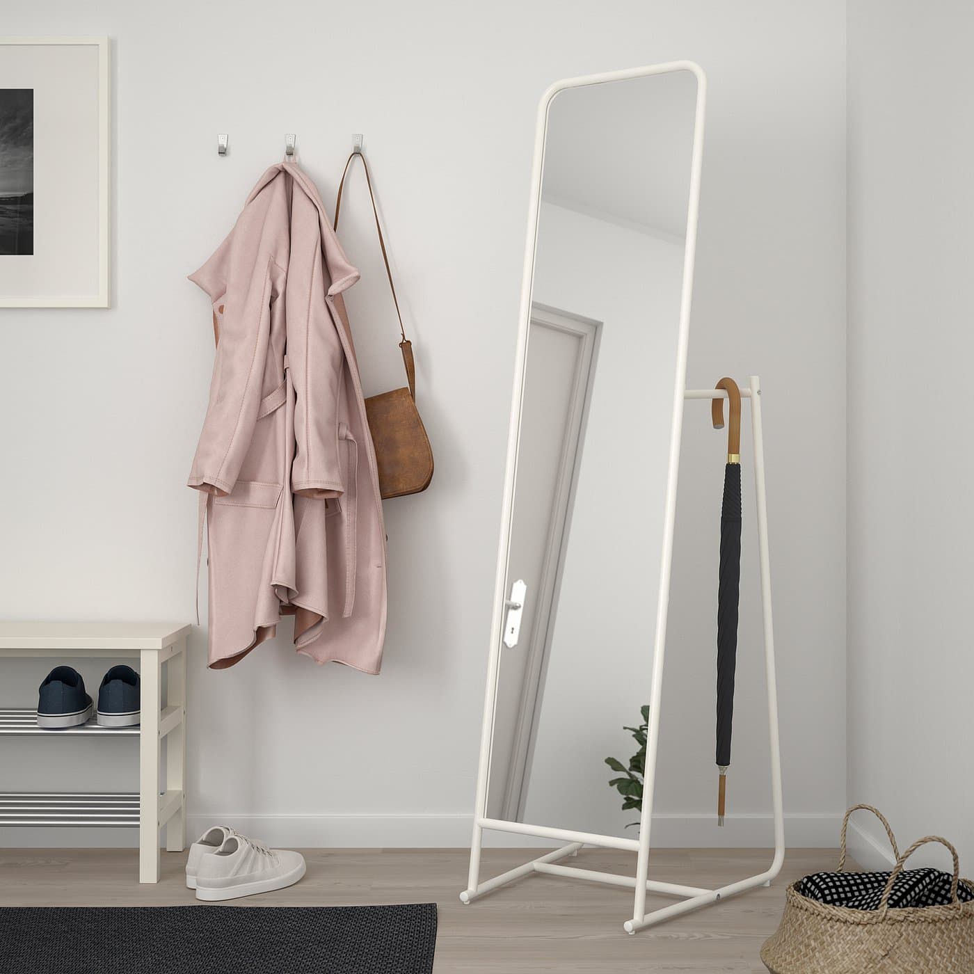 KNAPPER Standing mirror - white 48x160 cm — image 2