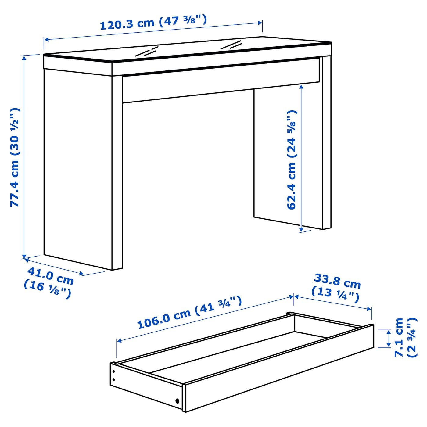 MALM Dressing table - white 120x41 cm — image 5