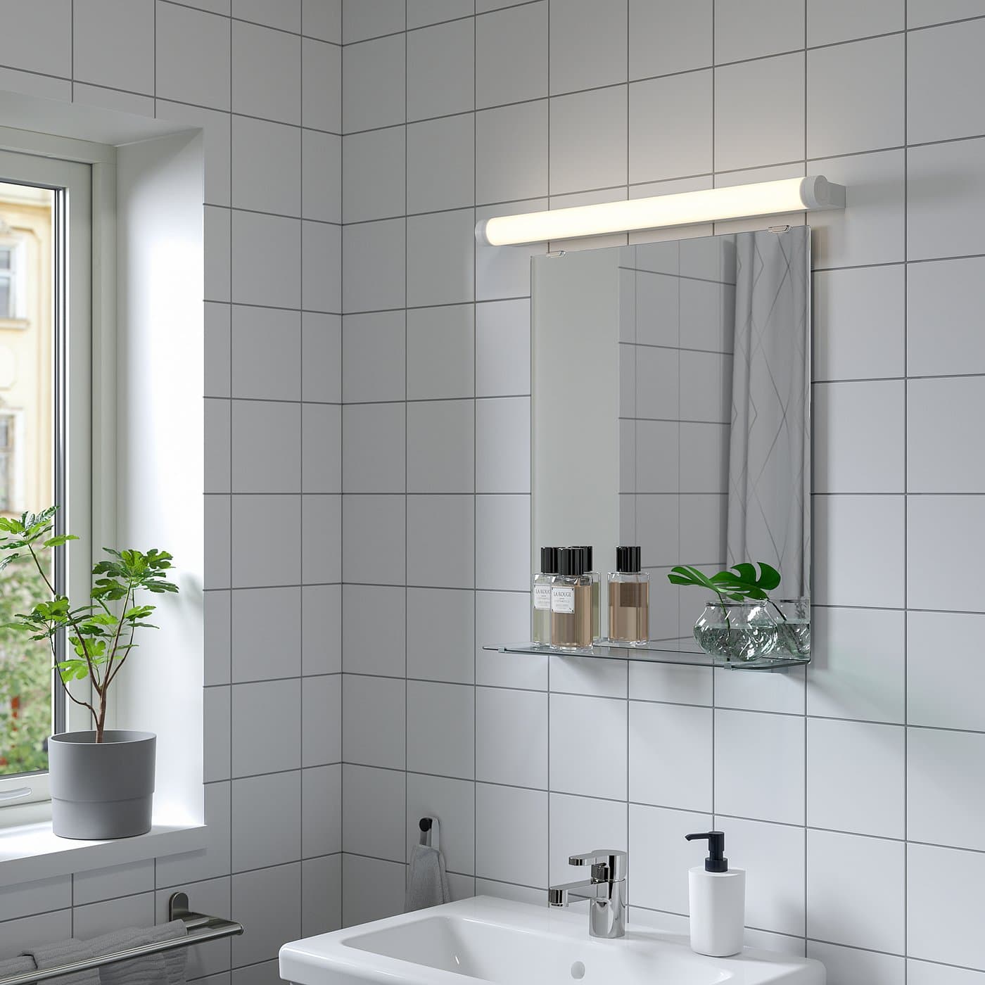 NYSJÖN Mirror with shelf - white 50x60 cm — image 2