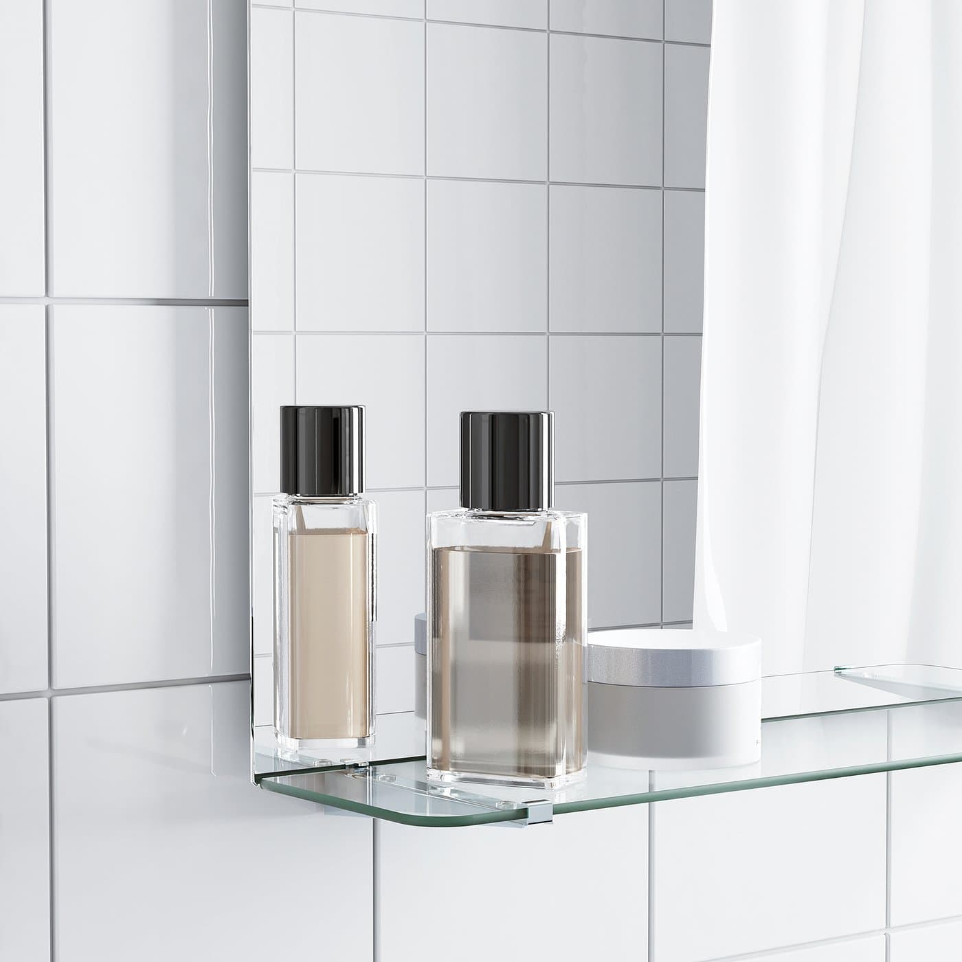 NYSJÖN Mirror with shelf - white 50x60 cm — image 3