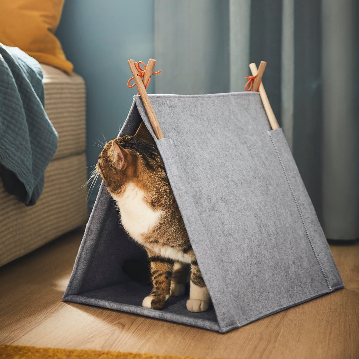 UTSÅDD Cat house - grey/felt — image 4