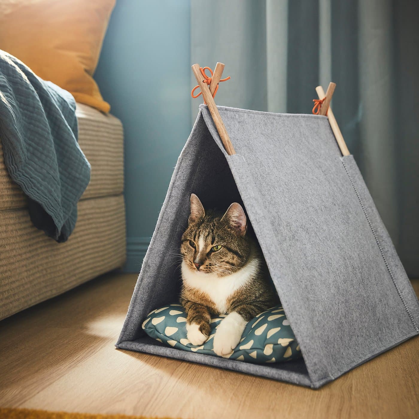 UTSÅDD Cat house - grey/felt — image 3