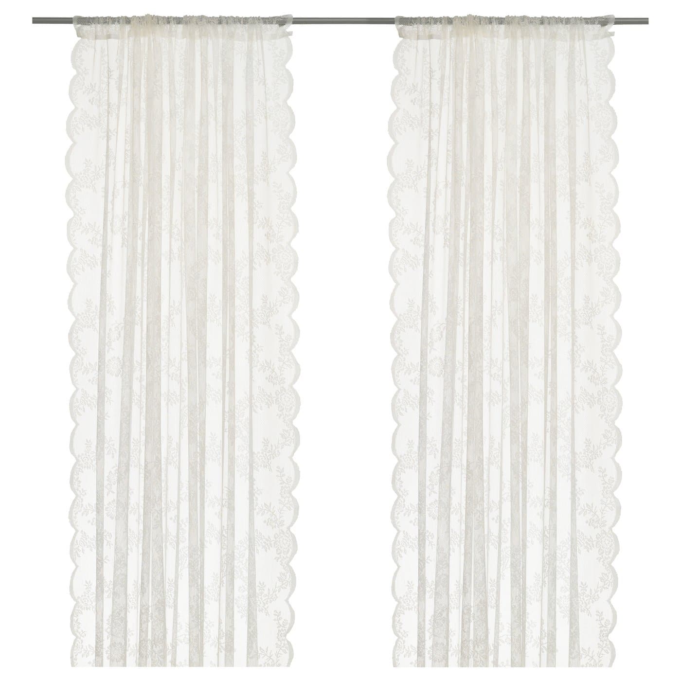 ALVINE SPETS Net curtains, 1 pair - off-white/with rod pocket 145x250 cm — image 1
