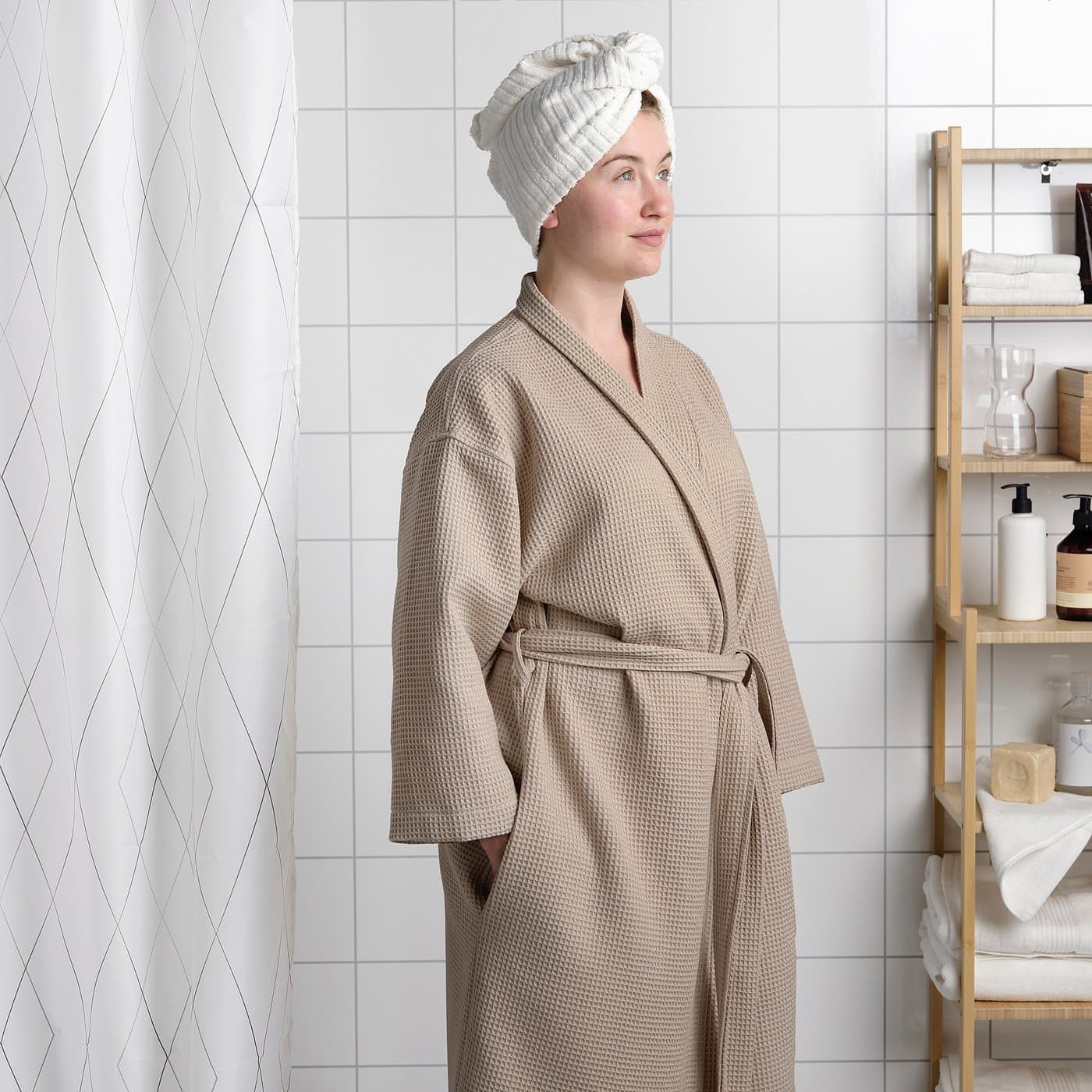BJÄLVEN Bath robe - beige S/M — image 4