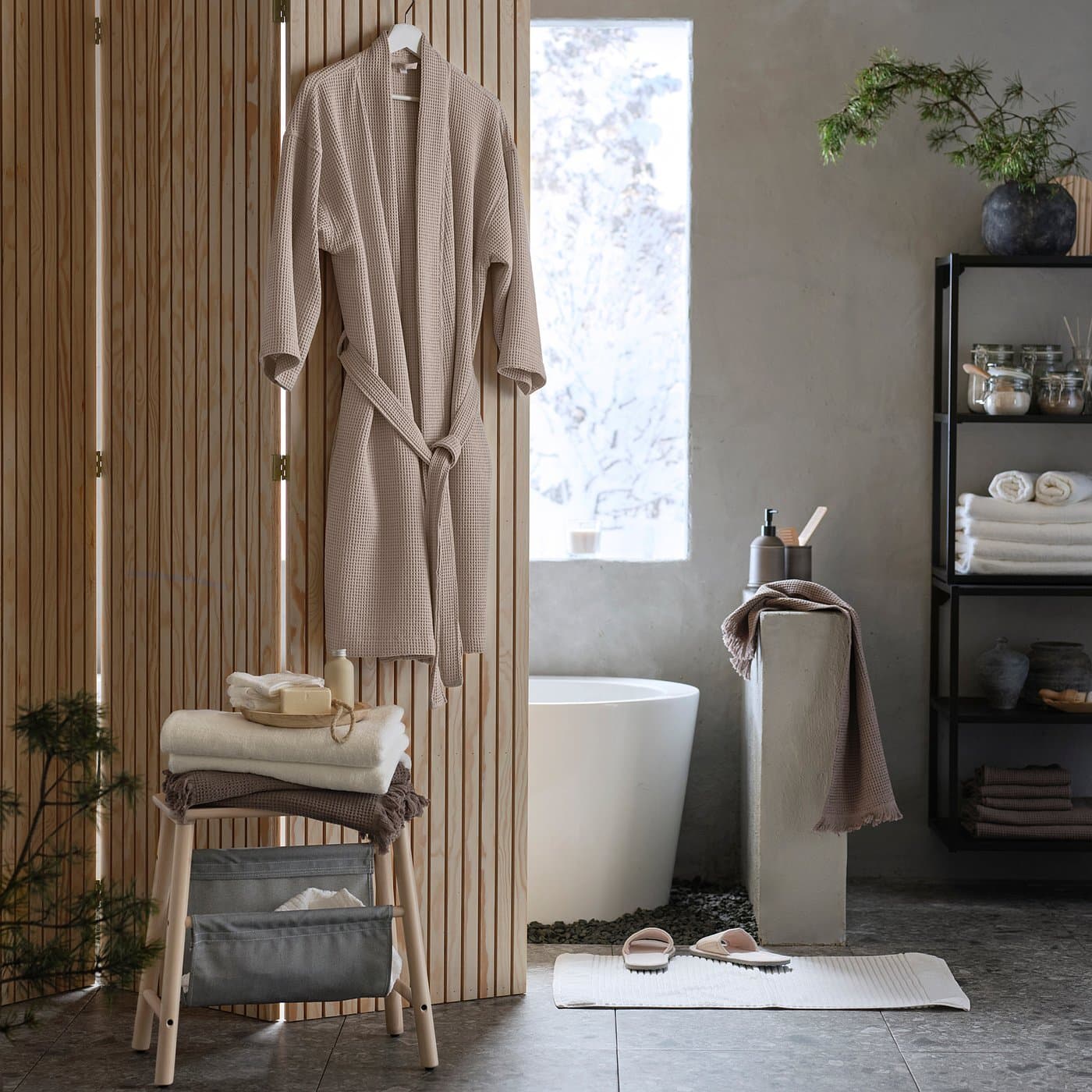 BJÄLVEN Bath robe - beige S/M — image 5