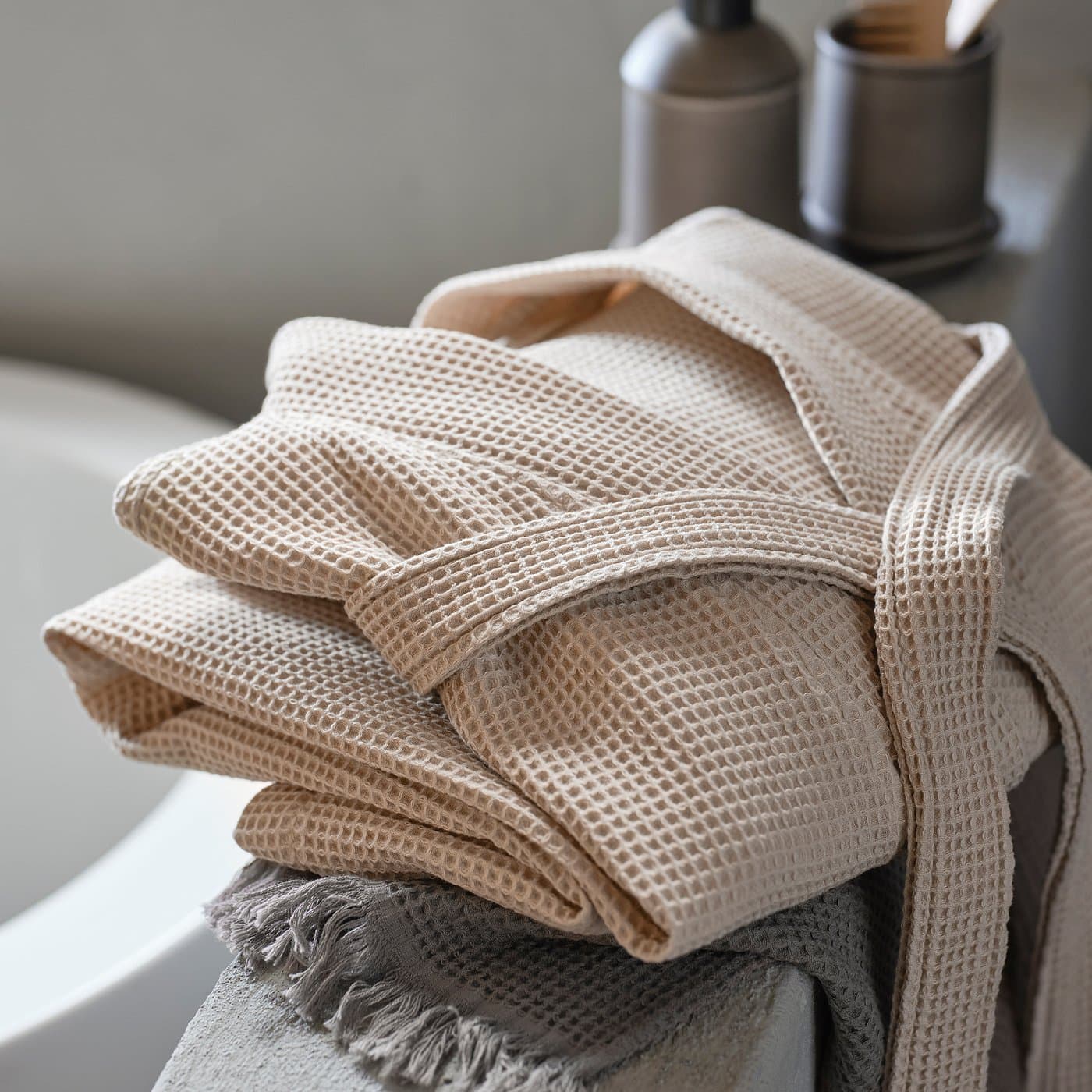 BJÄLVEN Bath robe - beige S/M — image 3