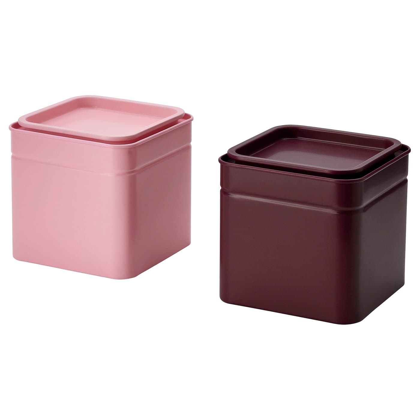 BLOMNING Tin With Lid - Brown-Red/Pink For Coffee/Tea 10x10x10 Cm — image 1