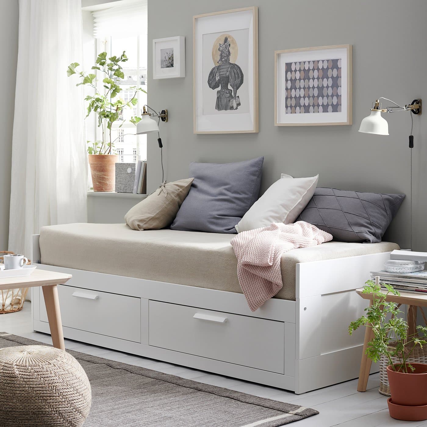 BRIMNES Day-bed frame with 2 drawers - white 80x200 cm — image 4