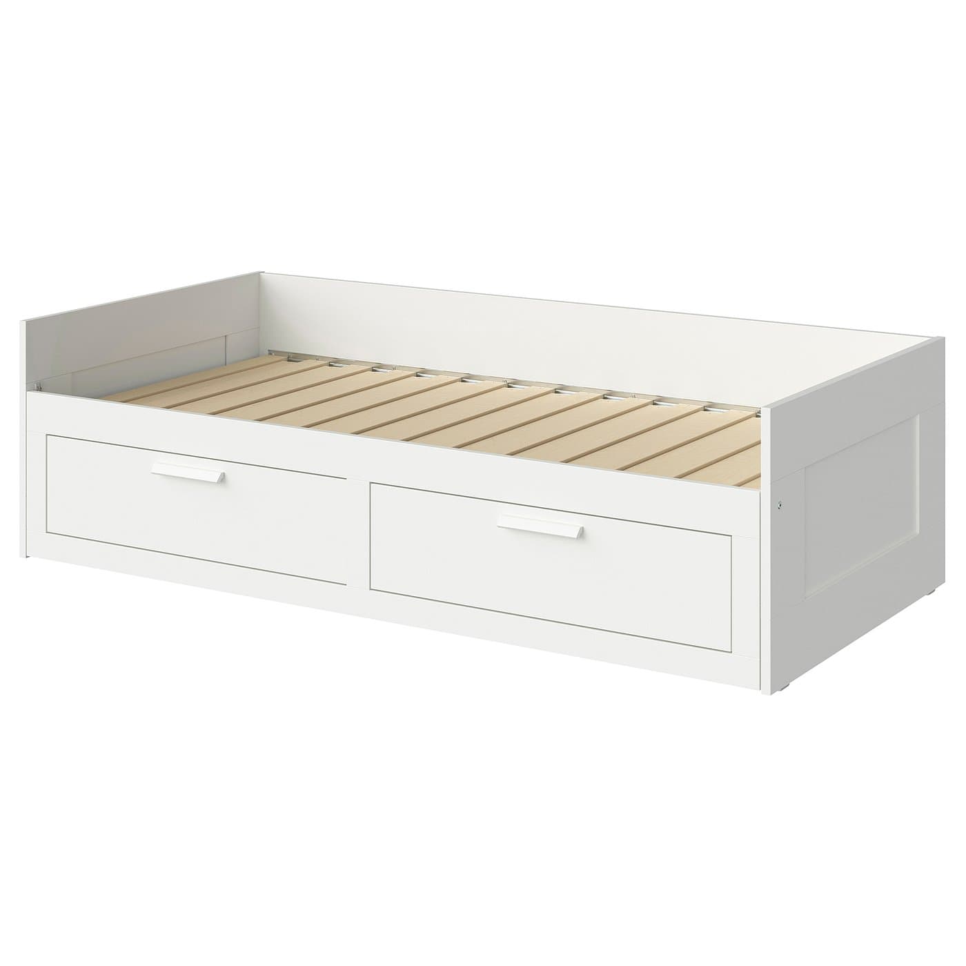 BRIMNES Day-bed frame with 2 drawers - white 80x200 cm — image 1