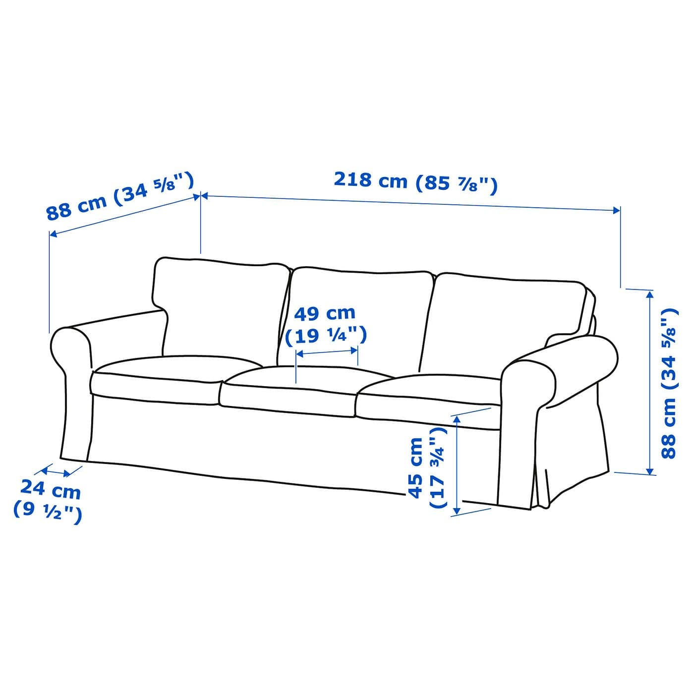 EKTORP 3-seat sofa - Hakebo dark grey — image 6