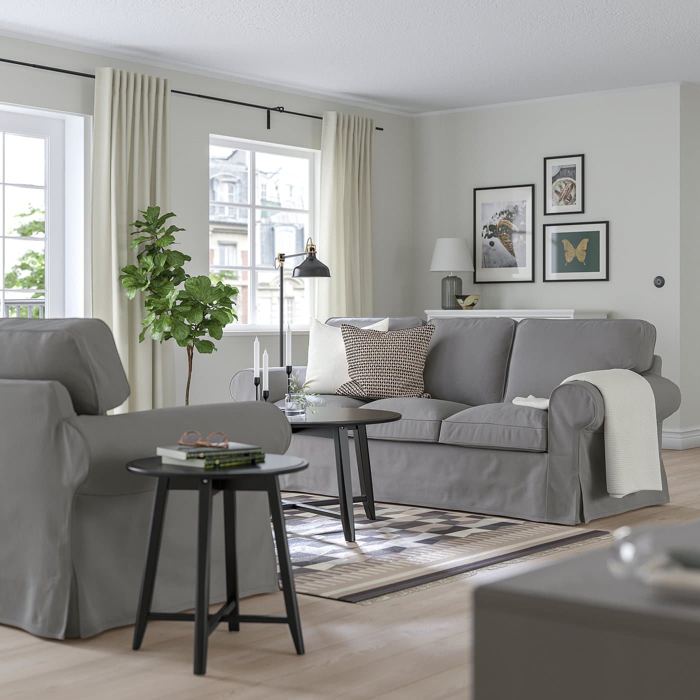 EKTORP 3-seat sofa - Hakebo dark grey — image 2