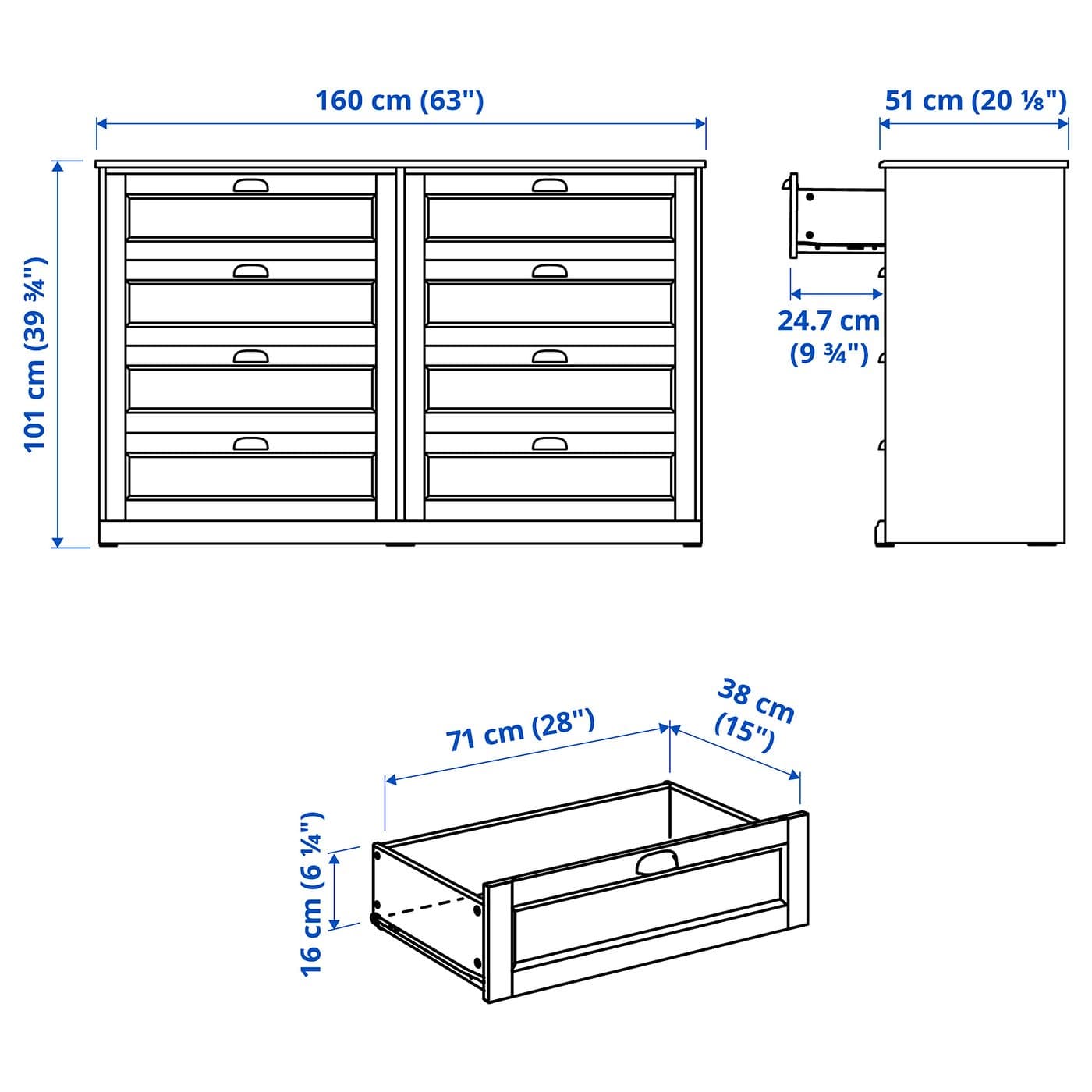 FÅGELFJÄLLET Chest Of 8 Drawers - Off-White 160x51x101 Cm — image 7