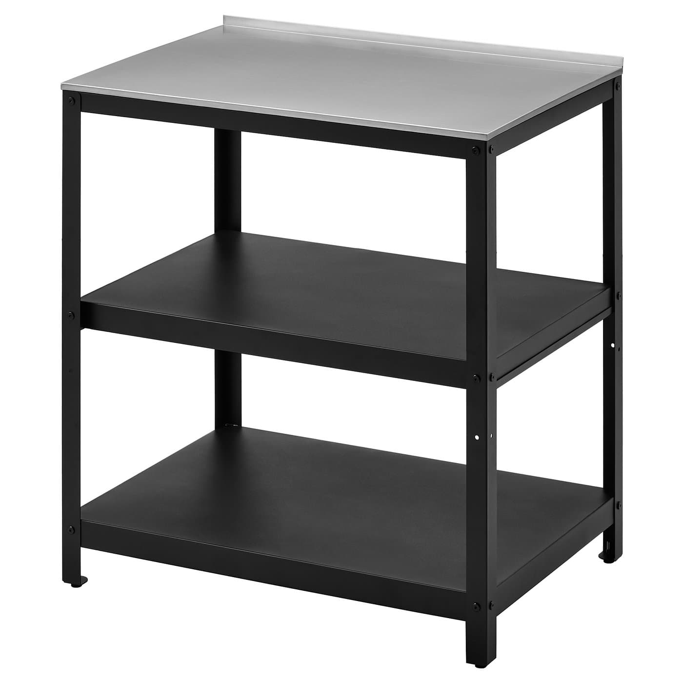 GRILLSKÄR Kitchen island shelf unit - black/stainless steel outdoor 86x61 cm — image 1