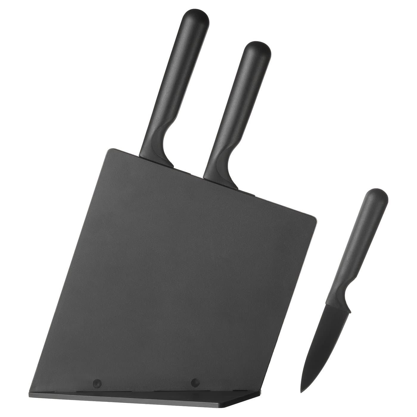 JÄMFÖRA Knife block with 3 knives - black — image 5