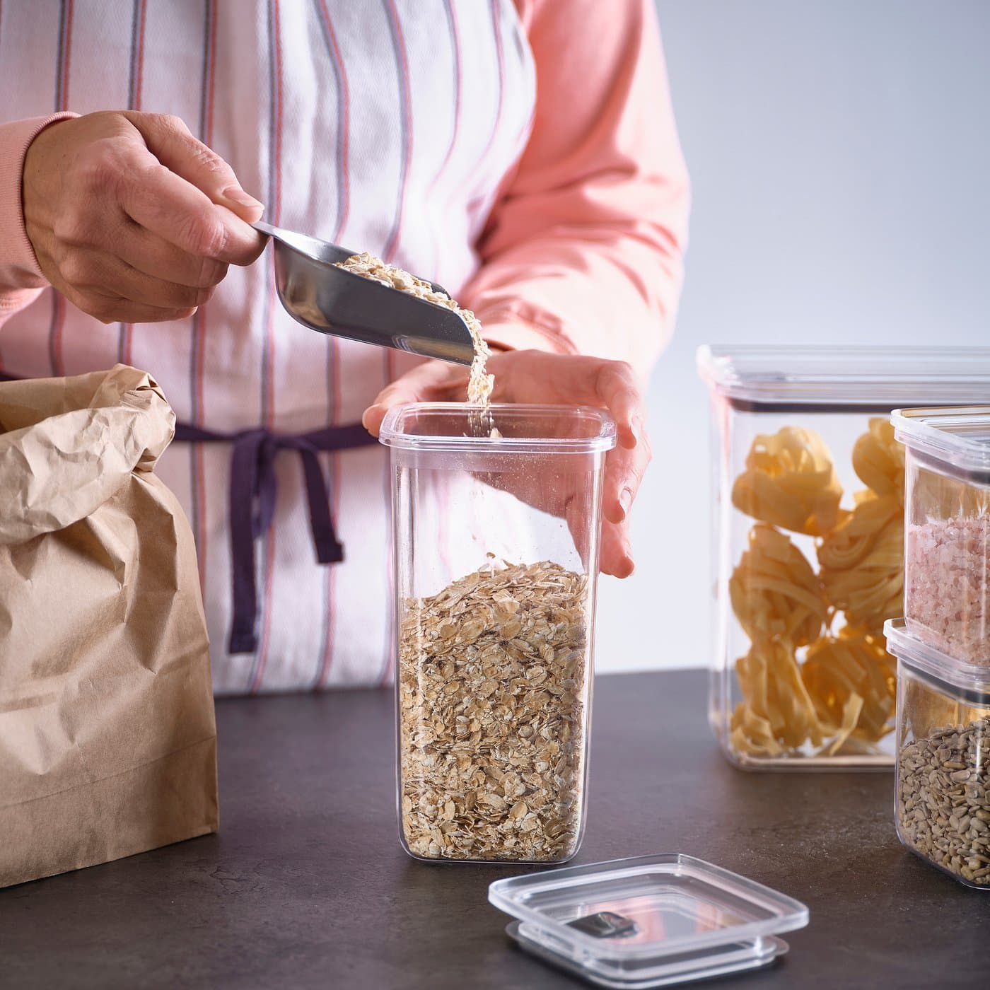 KORALLVIPPA Dry Food Jar With Lid, Set Of 6 - Transparent — image 3
