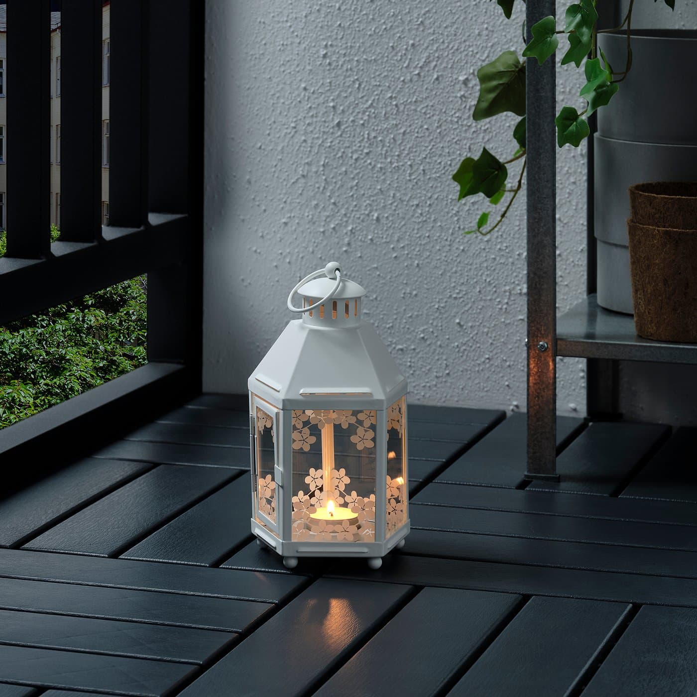 KRINGSYNT Lantern for tealight, in/outdoor - white 21 cm — image 2