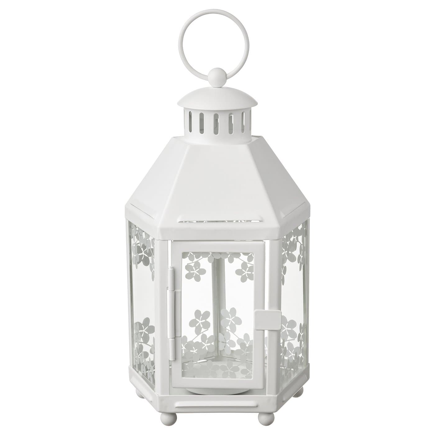 KRINGSYNT Lantern for tealight, in/outdoor - white 21 cm — image 1