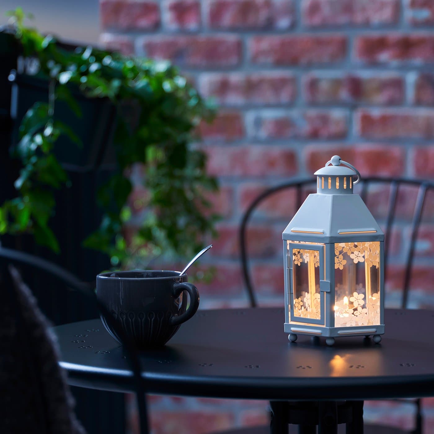 KRINGSYNT Lantern for tealight, in/outdoor - white 21 cm — image 5
