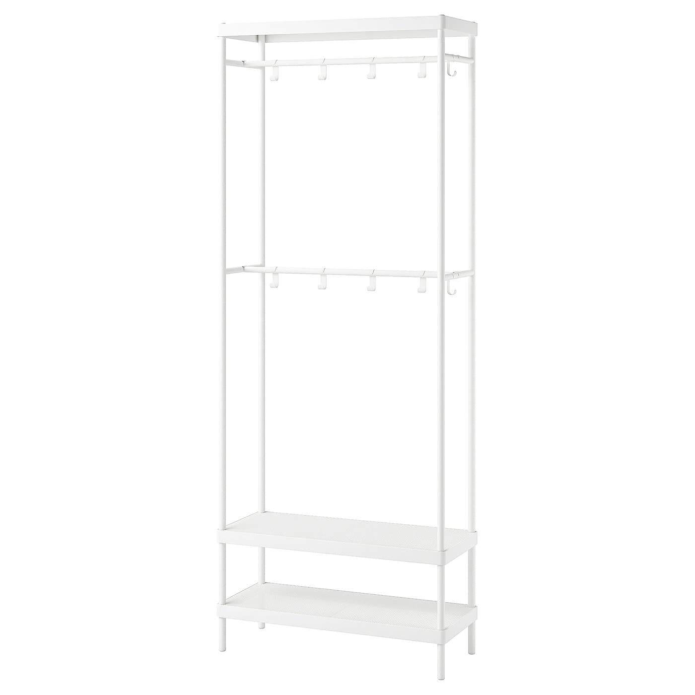 MACKAPÄR Coat rack with shoe storage unit - white 78x32x200 cm — image 1