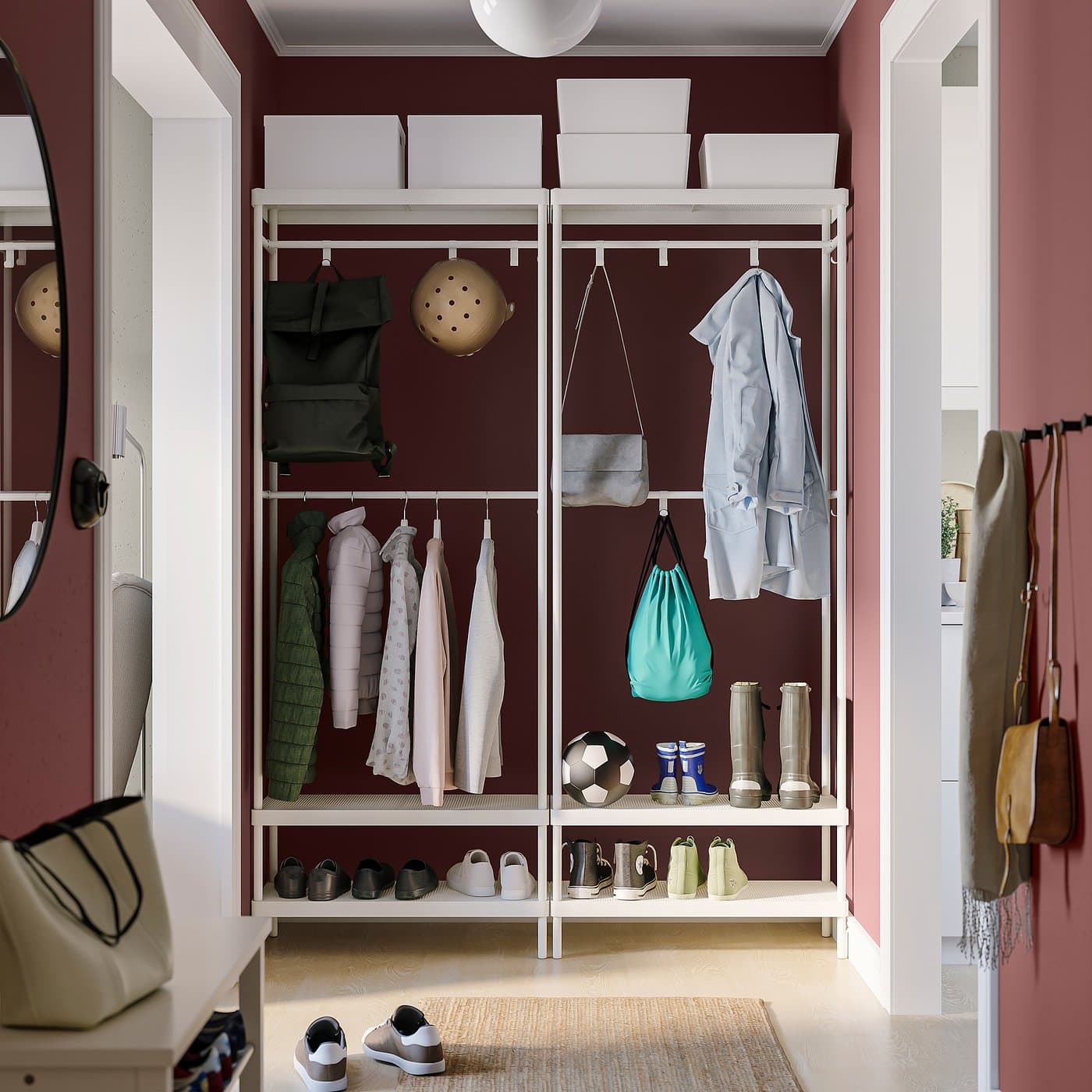 MACKAPÄR Coat rack with shoe storage unit - white 78x32x200 cm — image 2