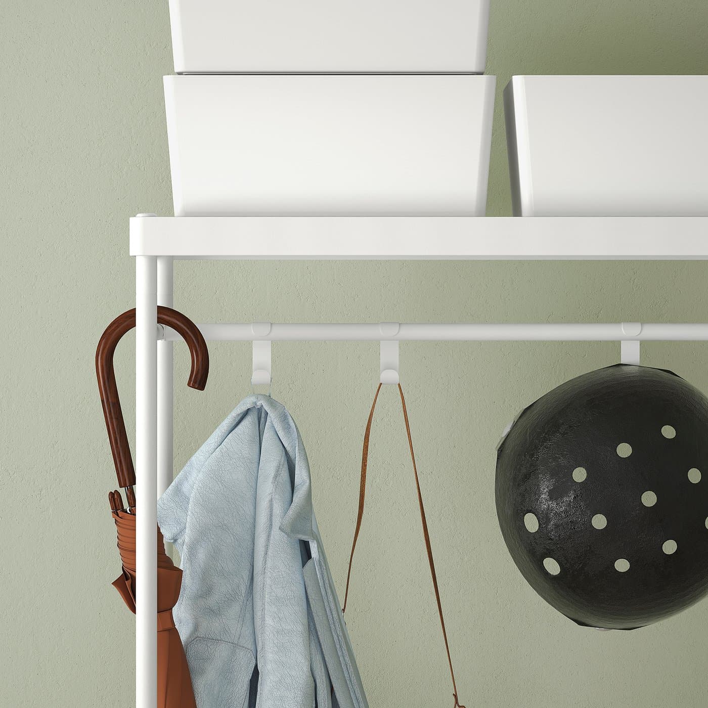 MACKAPÄR Coat rack with shoe storage unit - white 78x32x200 cm — image 3