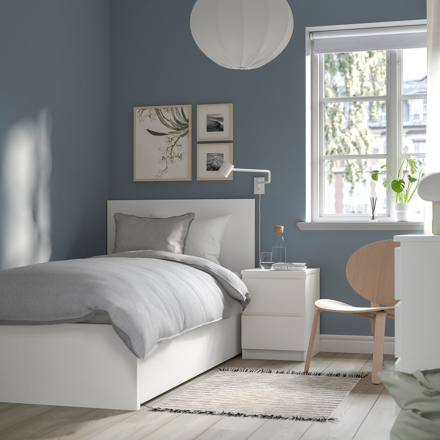 MALM Bed frame, high, w 2 storage boxes - white/Luröy 90x200 cm — image 2