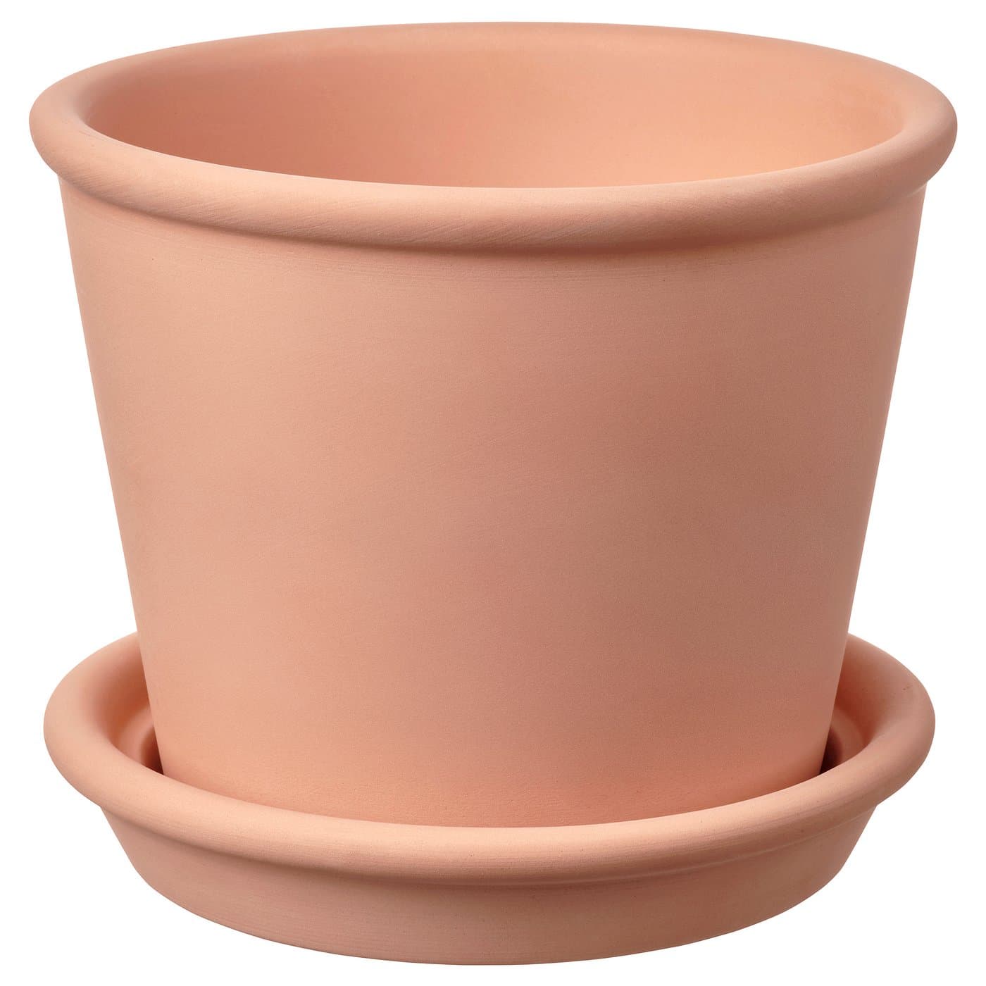 MUSKOTBLOMMA Plant pot with saucer - in/outdoor terracotta 12 cm — image 1