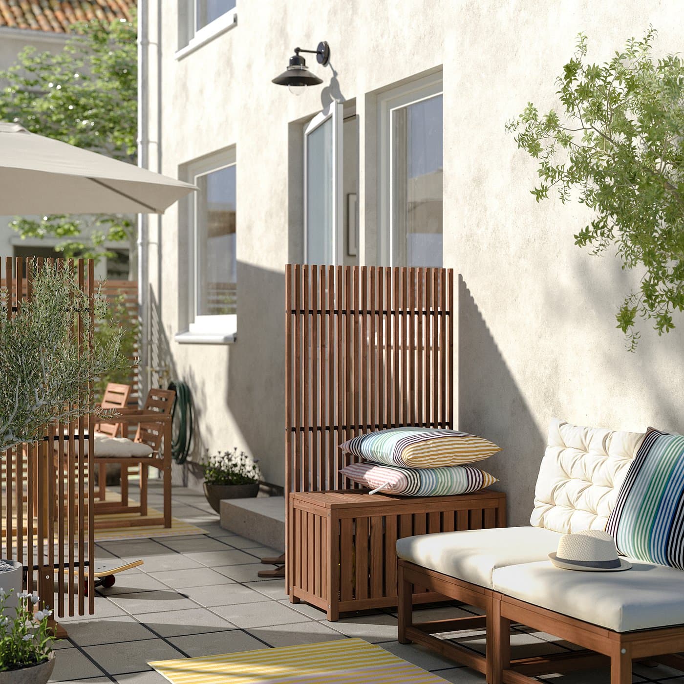 NÄMMARÖ Privacy screen - light brown stained indoor/outdoor 140x80x50 cm — image 3