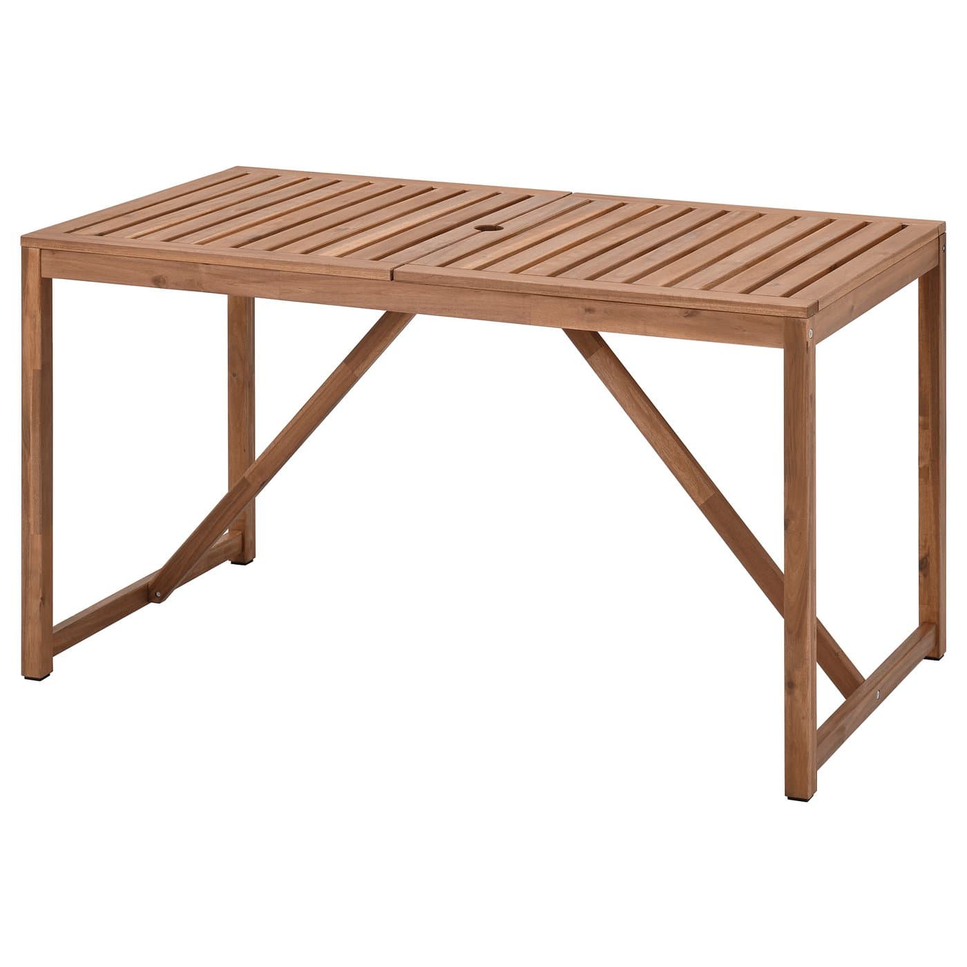 NÄMMARÖ Table, outdoor - light brown stained 140x75 cm — image 1