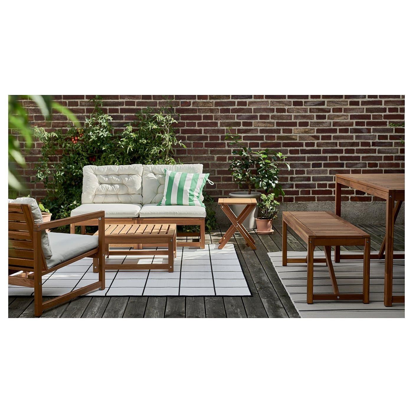 NÄMMARÖ Table, outdoor - light brown stained 140x75 cm — image 5
